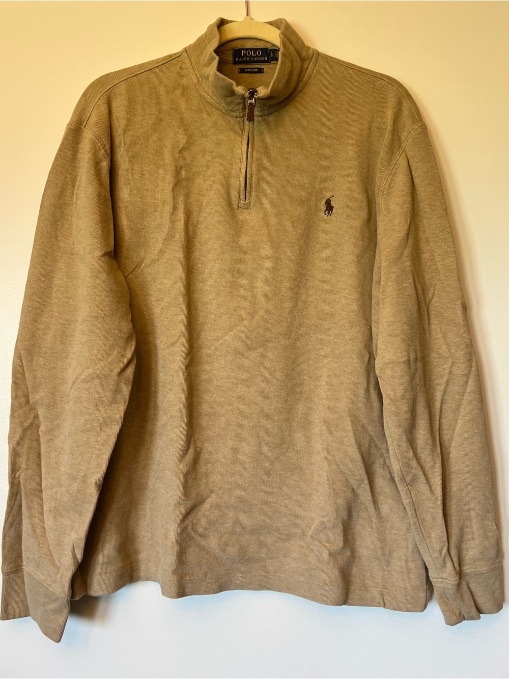 Polo by Ralph Lauren Men's Khaki Quarter-Zip Estate Rib